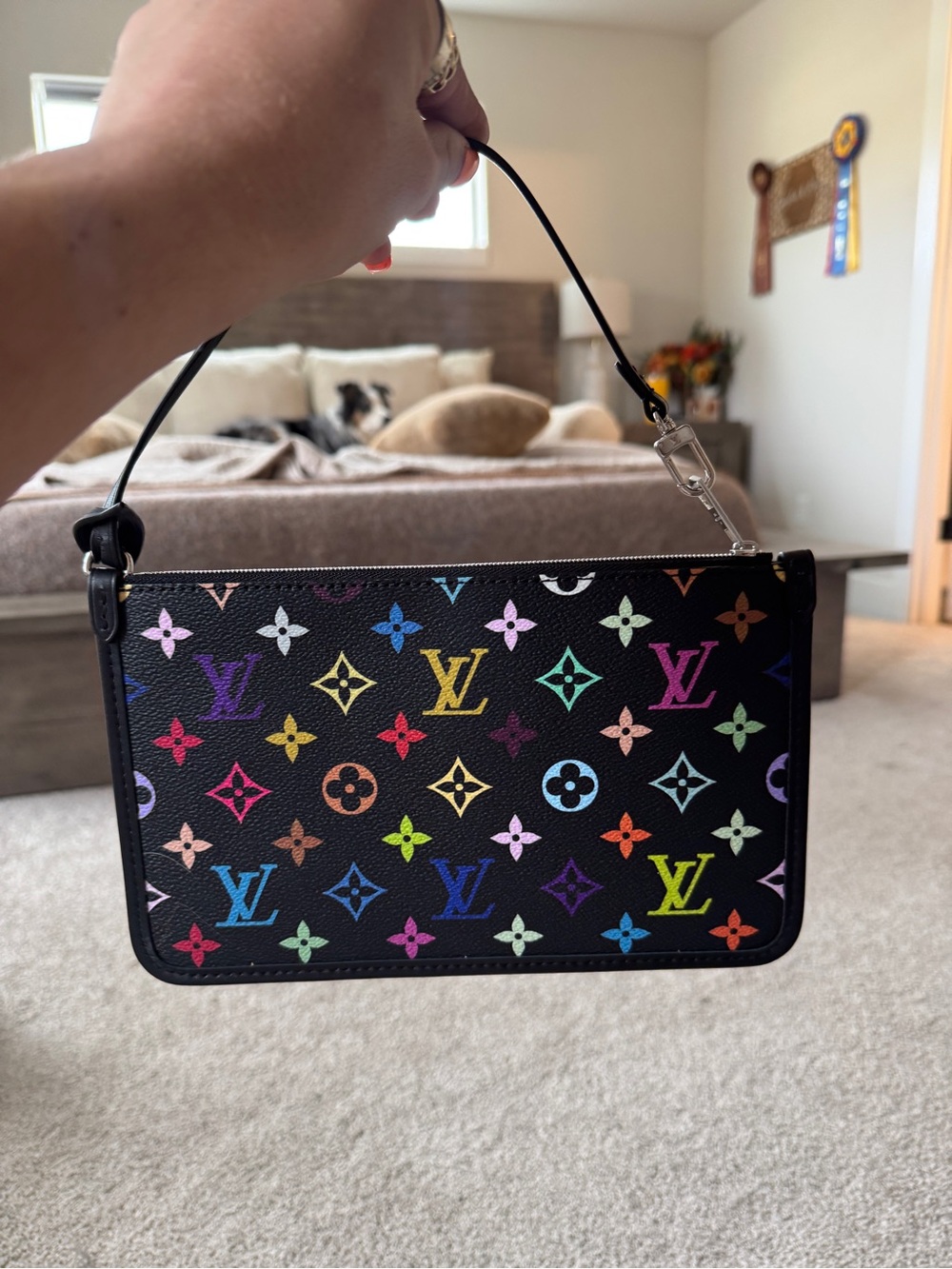 Louis Vuitton Black Multicolor Monogram Wristlet Pochette - Picture 3 of 8